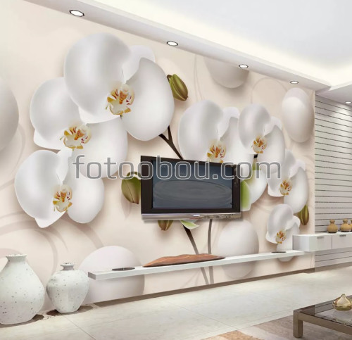 Белые орхидеи и шары