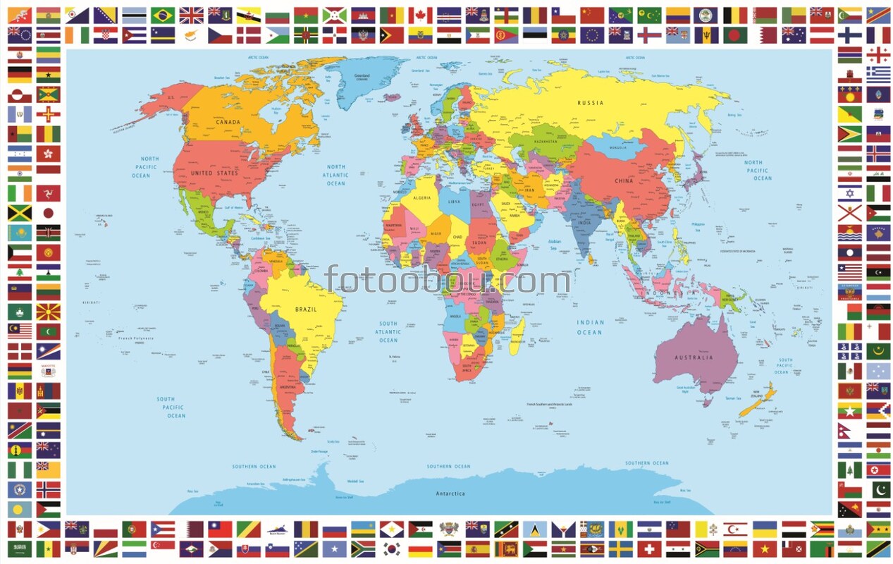 Карта мира с флагами 