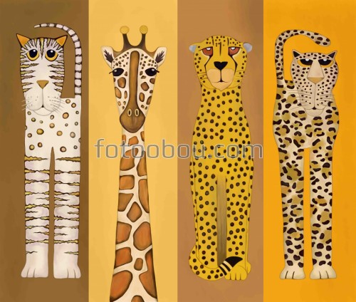 Сафари, жираф, леопард, кошка
