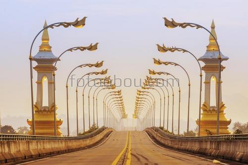 мост, золотой, дорога, небо