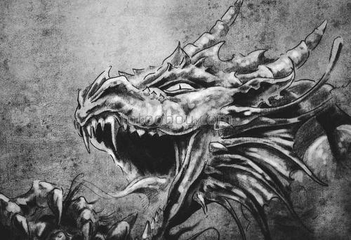 иллюстрация, дракон, гнев, китай, средневековье