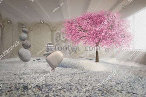 Гармония, дерево, камни, комната