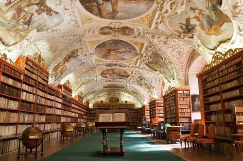 Архитектура, Прага, книги, ангелы, купол, библиотека