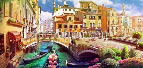 венеция, гондолы, улицы, канал, кафе, солнечный город