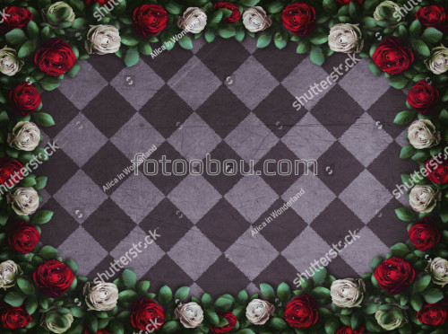 Алиса потолок, розы, квадраты, красный, черный