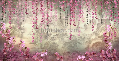 цветы, сакура, стена, цветок 