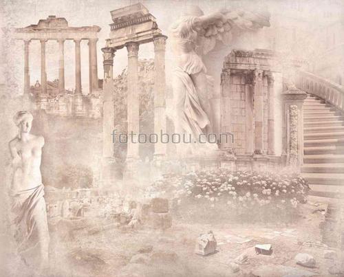 статуи ,колонны ,Рим цветы ,старина ,камни ,ангел , лестница , горы 