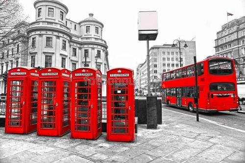 телефонные будки, лондон, город, автобус