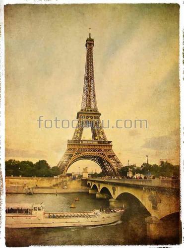 франция, париж, эйфелева башня, мост, река