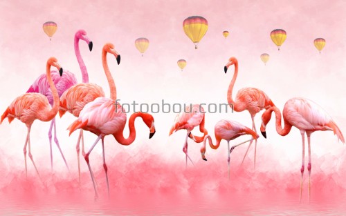 птицы, фламинго, шар, птица, розовый фламинго