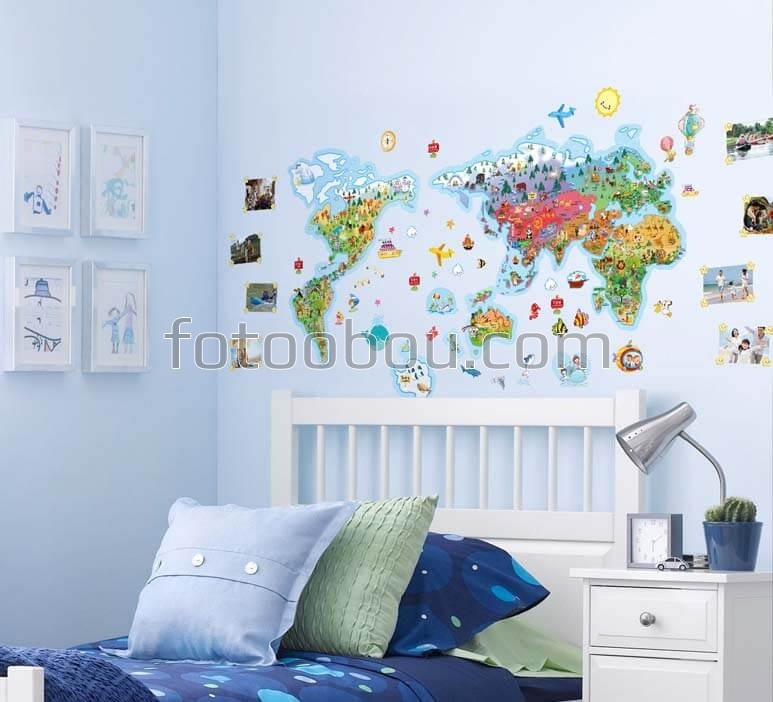 Фотообои карта мира для детей
