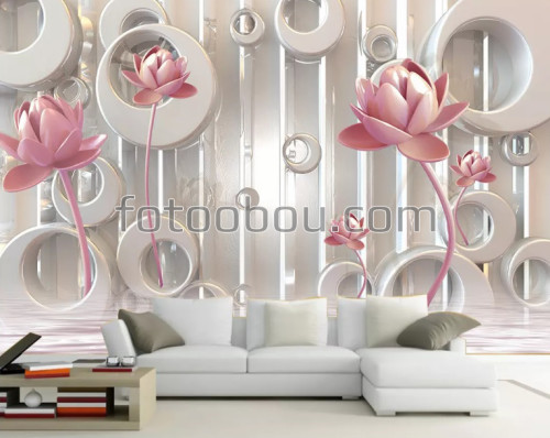 розовые водные лилии