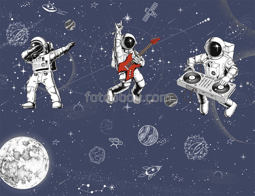 Космонавты в космосе 