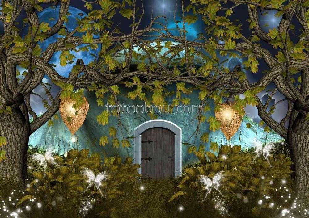 Волшебная дверь в сказочном лесу