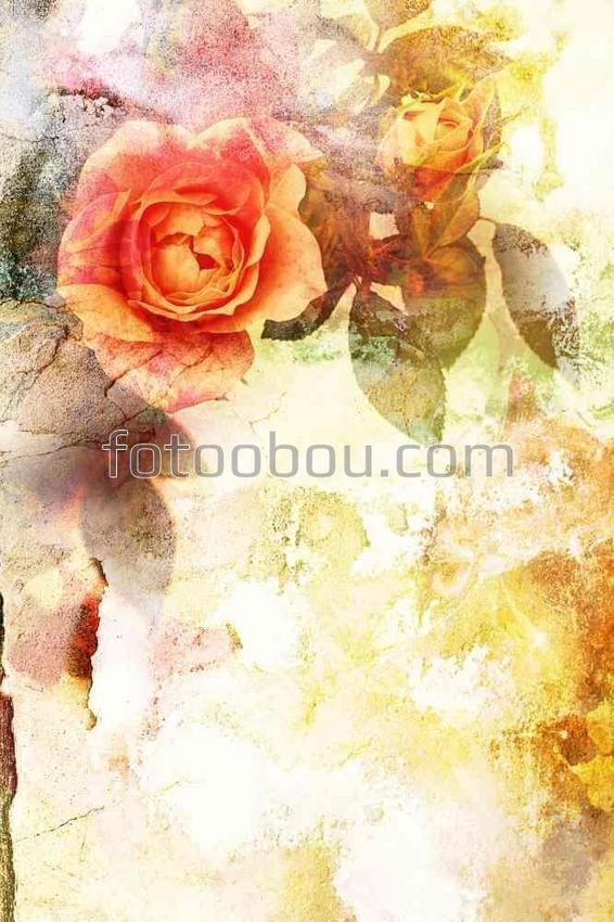 Картина роза на стене