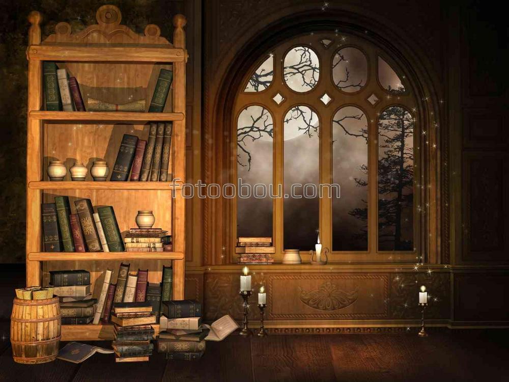 Старинная комната с книгами
