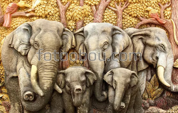 Семья слонов 3д