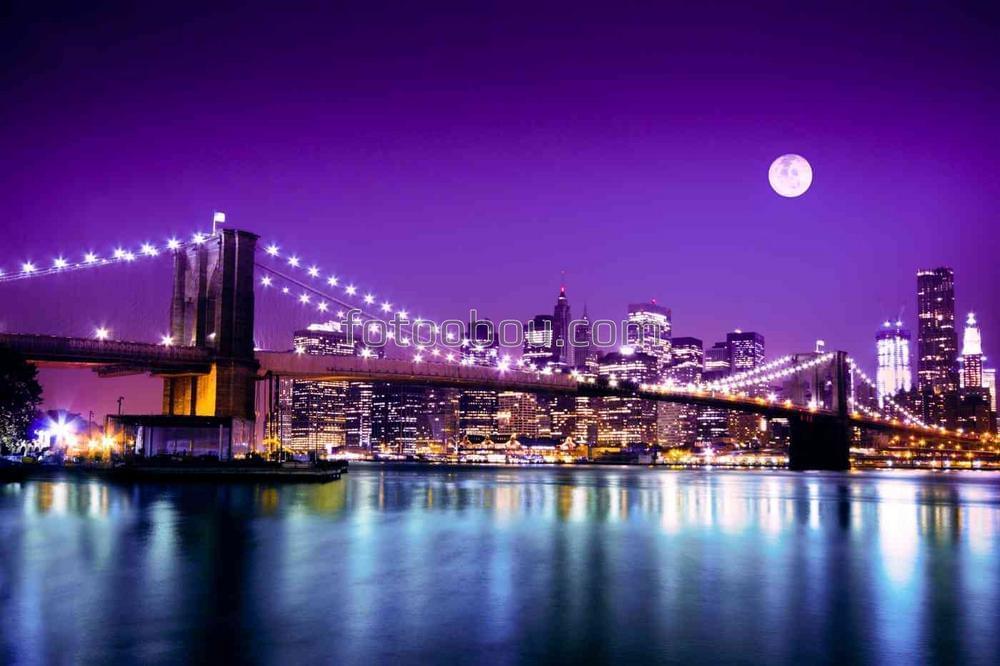 Ночной мост в Нью-Йорке