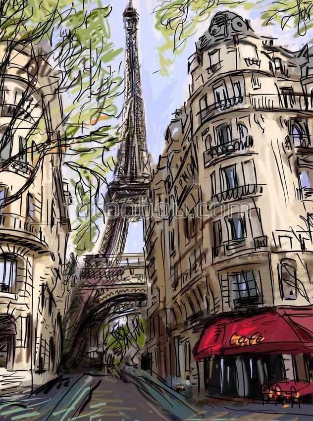 Улица в Париже - Иллюстрация