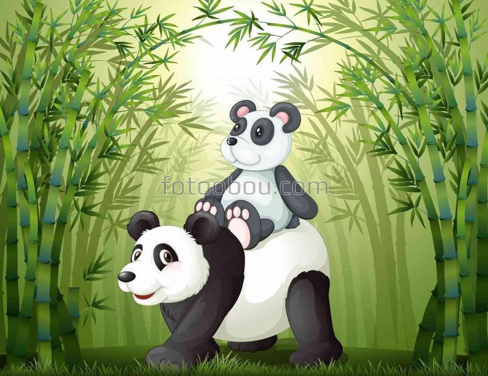 Мама панда катает сыночка
