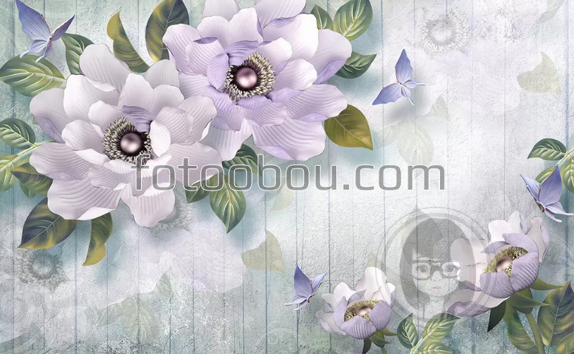 Фиолетовые цветы 3 д