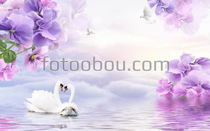 Белые лебеди на озере