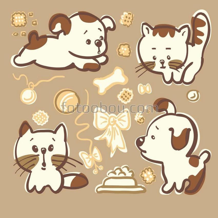 Котёнок и щенок