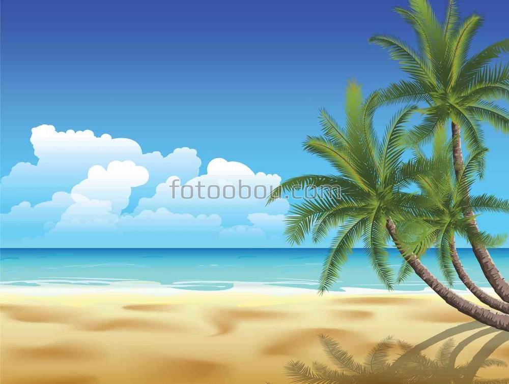 Пляж на синем море
