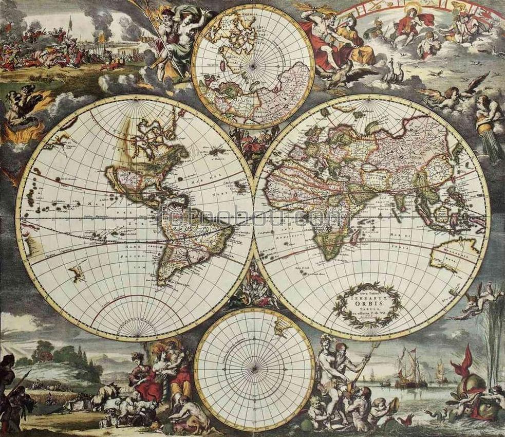 Карта мира в старинном исполнении