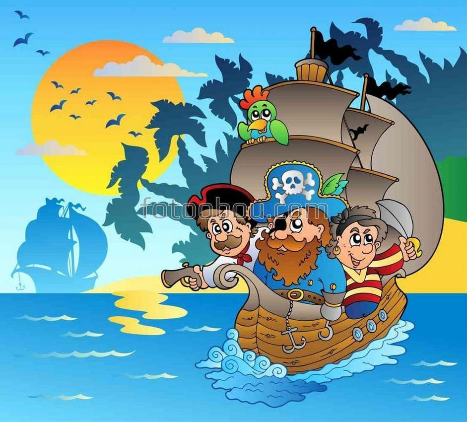 Веселые пираты возле острова
