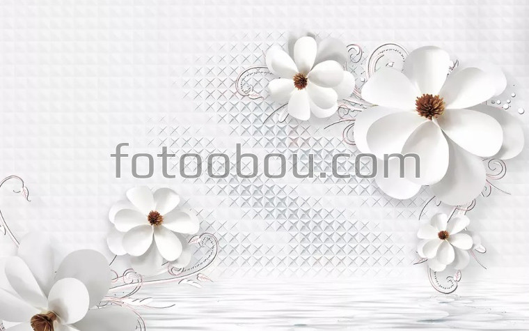 3д белые цветы