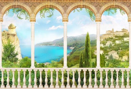 море, горы, терраса, природа