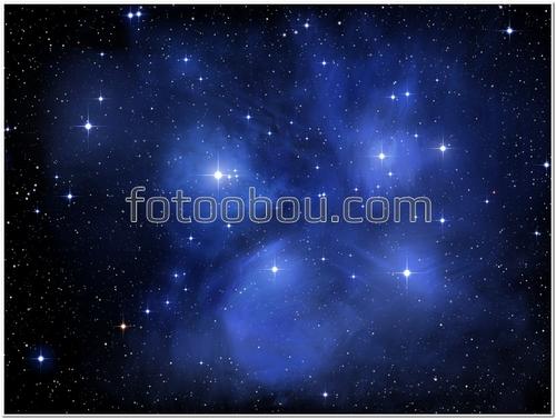 космос, звезды, галактика, синие, темные, 3Д