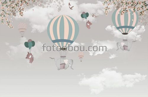слон, слоны, детские, воздушный шар, лисенок, лис, цветы, шары 