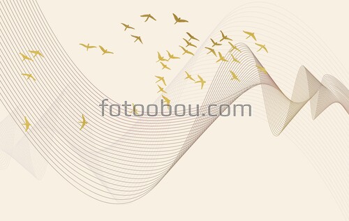  Абстрактные линии, линии, птицы, 3д картинка, фотообои линии