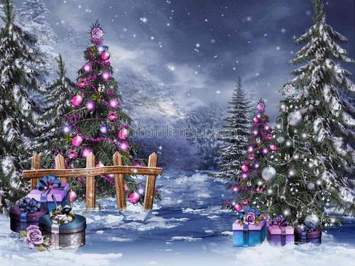 зима, снег, ели, деревья, новый год, подарки, природа