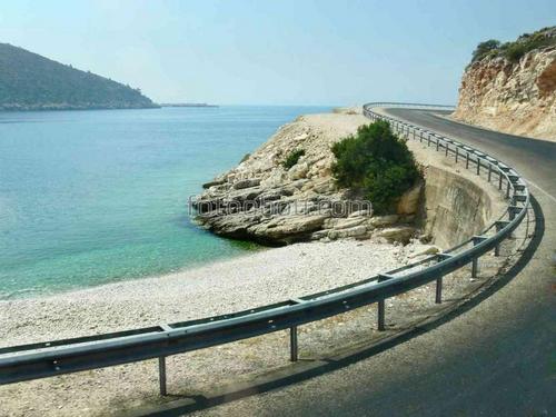 дорога, природа, море, камень, небо