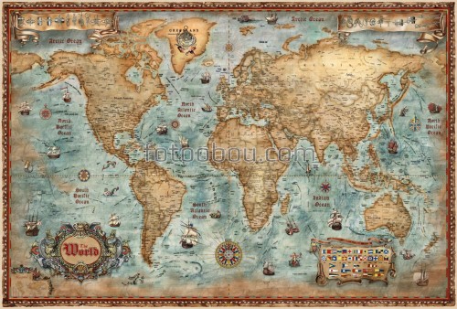 карта, мир, корабль, флаги, острова, пазлы, пазл, фотообои карта мира, карта мира 