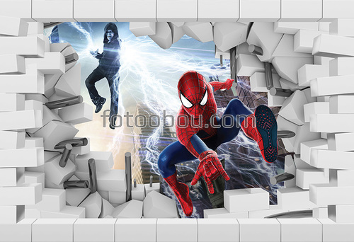 spider-man wall, человек паук, 3д человек паук, мультфильм, спайдермен, 3d 