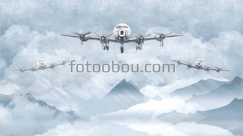 Самолет и горы, гора, самолет, серый самолет, горы 