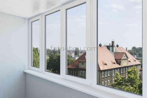 лоджия, балкон, вид из окна, домик, крыша