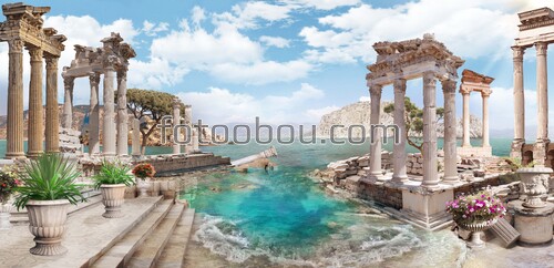 Греция, развалины, древние развалины, фреска, архитектура 