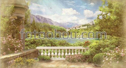 сад, парк, терраса, природа, цветы