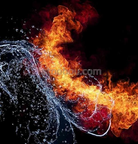 огонь, вода, капли, пламя, природа