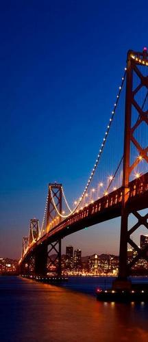 мост, вода, огни