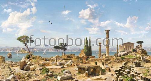 греция, древний город, руины, колонны