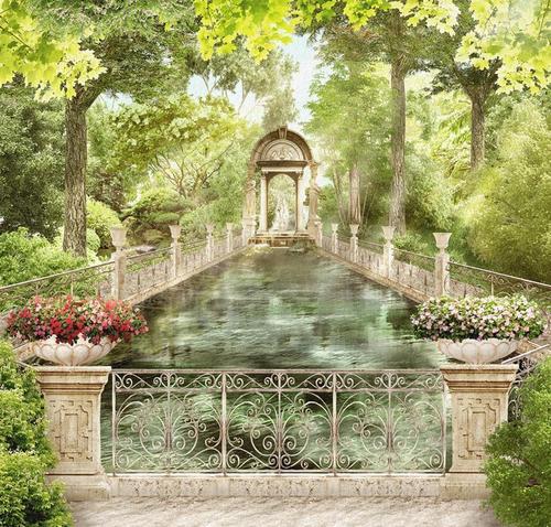 парк, природа, деревья, озеро, цветы