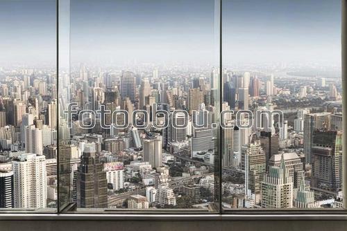 небоскребы, нью-йорк, вид из окна, город