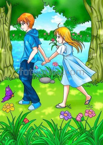 мультфильм, для детей, люди, любовь, природа