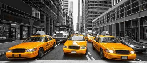 автомобиль, такси, желтый, дорога, дома, окна